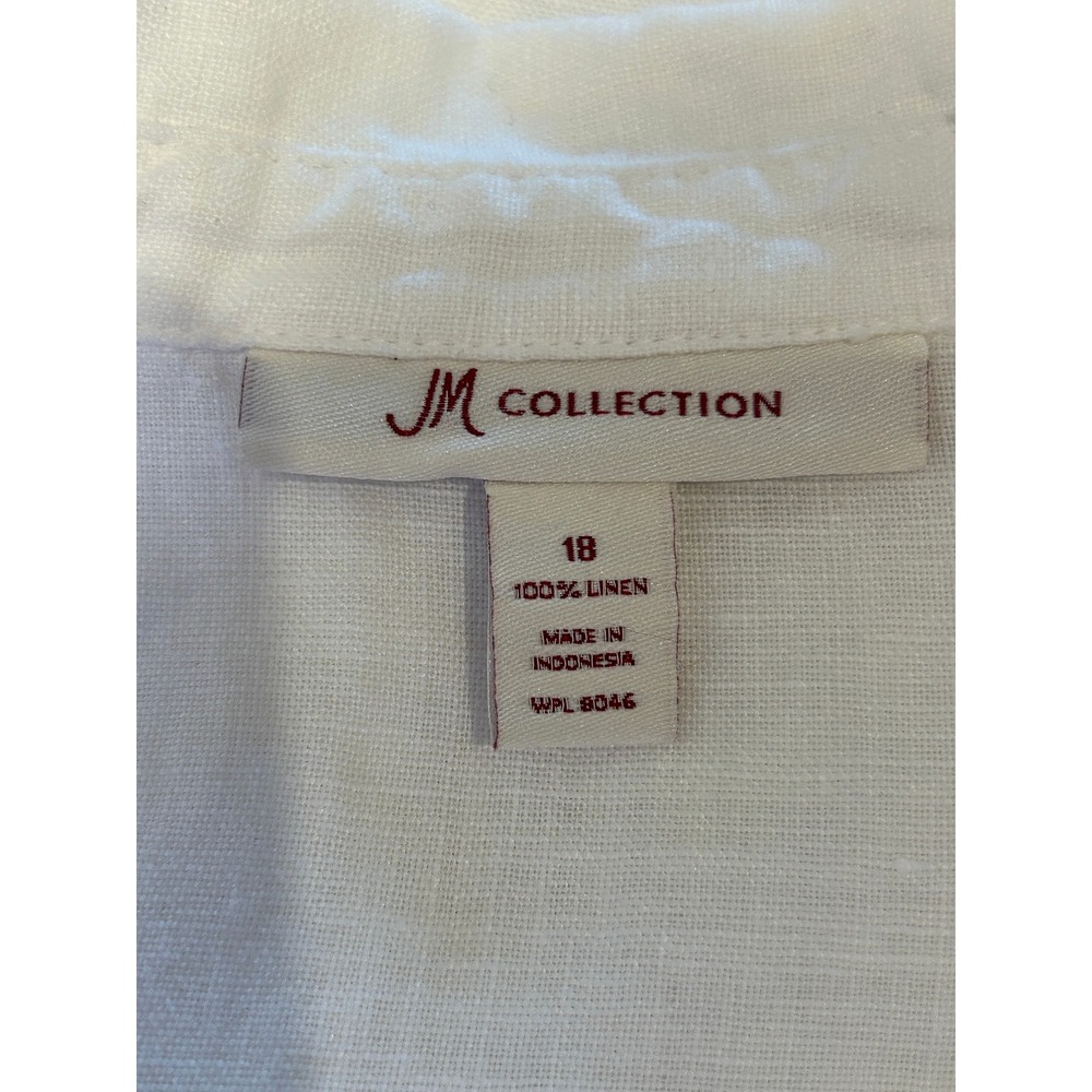 Womens 100% Linen Button Up Top Size 18 (XL) White Coastal Boho Beach Minimalist - Picture 6 of 8